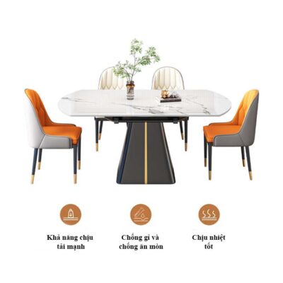 Bàn Ăn Tròn Mặt Đá Nhập Khẩu PH-BA1055 Cao Cấp Bàn Ăn Tròn Mặt Đá Nhập Khẩu PH-BA1055 Cao Cấp