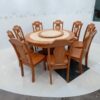 Bộ Bàn Ăn Tròn PH-BAT001 Gỗ Cao Su Mặt Đá Xoay Sang Trọng