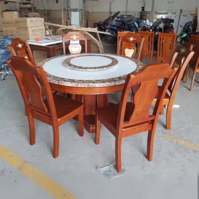 Bàn Ăn Gia Đình PH-BAT010 Gỗ Cao Su Mặt Đá Sáng Bóng