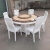 Bộ Bàn Ăn Tròn PH-BAT011 Gỗ Cao Su Tự Nhiên, Mặt Đá Nhập Khẩu