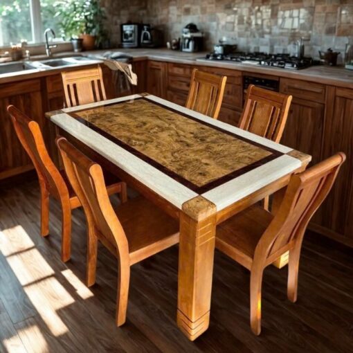Bộ Bàn Ghế Ăn Mặt Đá 6 Chỗ PH-BA016 Vân Đá Tự Nhiên