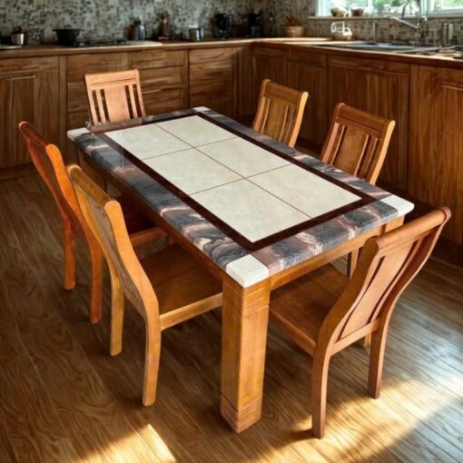 Bàn Ăn 6 Ghế Mặt Đá Sang Chảnh PH-BA019 Kiểu Dáng Châu Âu