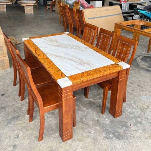 Bàn Ăn Mặt Đá Vân Mây Cao Cấp PH-BA024 Bộ 6 Ghế