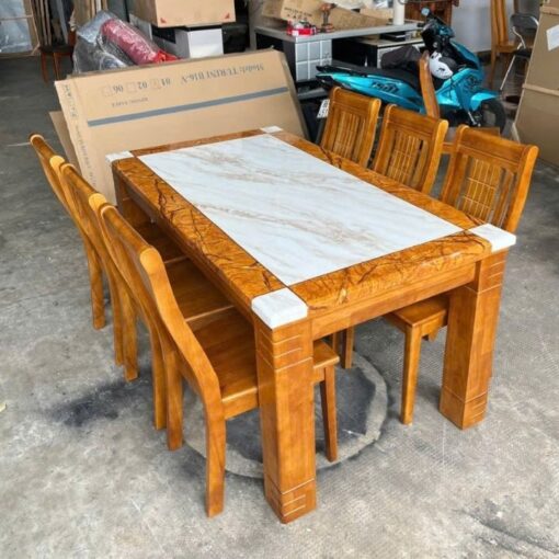 Bàn Ăn Mặt Đá Lau Chùi Dễ PH-BA025 6 Ghế Kèm Theo