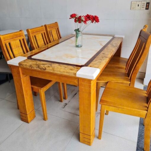 Bàn Ăn Chống Thấm PH-BA027 Mặt Đá Chịu Lực 6 Ghế