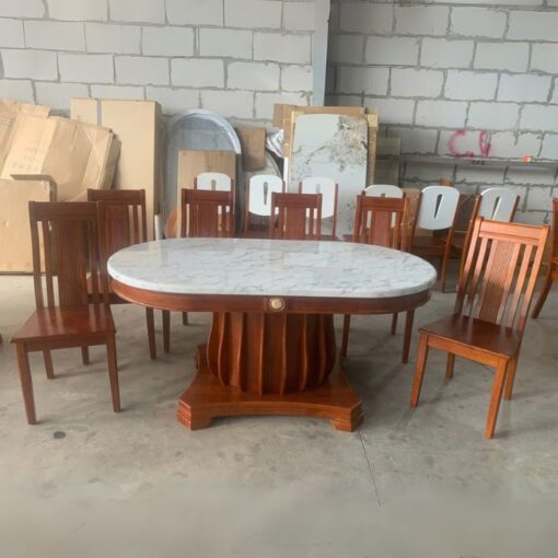 Mẫu Bàn Ăn PH-BAEL003 Gỗ Cao Su Kết Hợp Mặt Đá Bền Bỉ, Chống Trầy