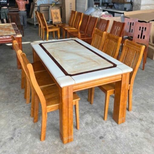 Bộ Bàn Ăn 6 Ghế Mặt Đá PH-BA038 Lý Tưởng Cho Phòng Bếp Nhỏ