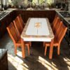 Bàn Ăn Mặt Đá Chân Gỗ Tự Nhiên PH-BBA005 Cao Cấp