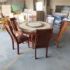 Bộ Bàn Tròn Mặt Đá PH-BAT005 Gỗ Cao Su Tự Nhiên Chống Ẩm