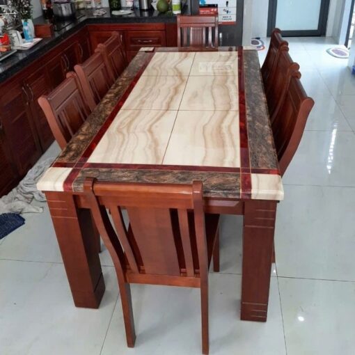 Bàn Ăn Mặt Đá Cổ Điển Pha Hiện Đại PH-BA052 6 Ghế Vững Chắc