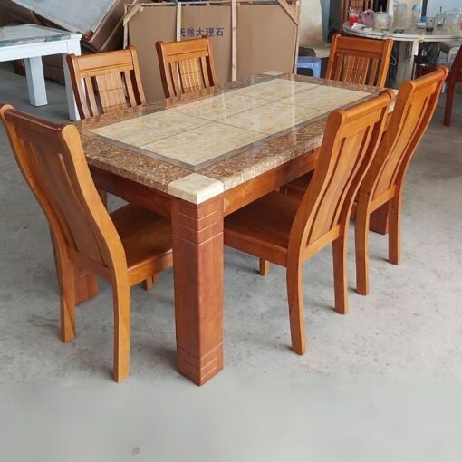 Bộ Bàn Ăn 6 Ghế Mặt Đá Cao Cấp PH-BA060 Gỗ Tự Nhiên Sang Trọng