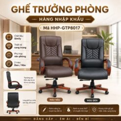 Trang chủ Ghế Trưởng Phòng HHP-GTP8017 Simily Nhập Khẩu, Tăng Giảm Chiều Cao, Gật Gù, 2 Màu Đen Nâu