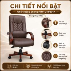 Ghế Trưởng Phòng HHP-GTP8017 Simily Nhập Khẩu, Tăng Giảm Chiều Cao, Gật Gù, 2 Màu Đen Nâu Ghế Trưởng Phòng HHP-GTP8017 Simily Nhập Khẩu, Tăng Giảm Chiều Cao, Gật Gù, 2 Màu Đen Nâu