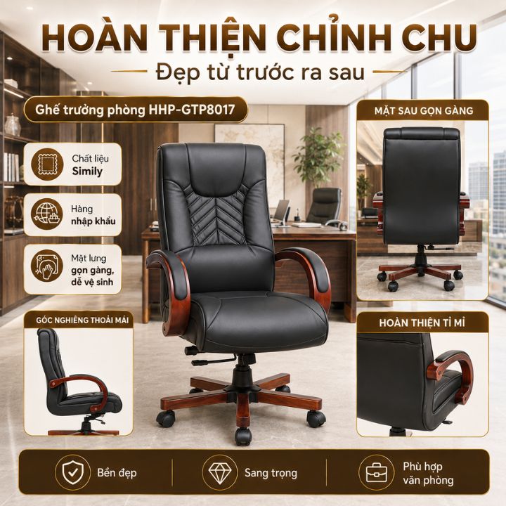 Ghế Trưởng Phòng HHP-GTP8017 Simily Nhập Khẩu, Tăng Giảm Chiều Cao, Gật Gù, 2 Màu Đen Nâu Ghế Trưởng Phòng HHP-GTP8017 Simily Nhập Khẩu, Tăng Giảm Chiều Cao, Gật Gù, 2 Màu Đen Nâu - Hình ảnh 5