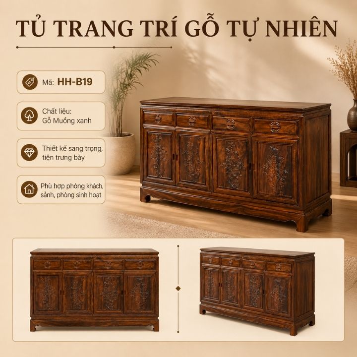 Tủ Trang Trí Gỗ Muồng Xanh HH-T13 Nét Trầm Sang Cho Không Gian Sống Tủ Trang Trí Gỗ Muồng Xanh HH-T13 Nét Trầm Sang Cho Không Gian Sống - Ảnh 6