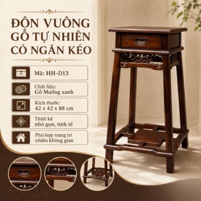 Đôn Vuông Gỗ Muồng Xanh HH-D13 Có Ngăn Kéo Tiện Dụng Đôn Vuông Gỗ Muồng Xanh HH-D13 Có Ngăn Kéo Tiện Dụng
