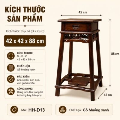 Đôn Vuông Gỗ Muồng Xanh HH-D13 Có Ngăn Kéo Tiện Dụng Đôn Vuông Gỗ Muồng Xanh HH-D13 Có Ngăn Kéo Tiện Dụng