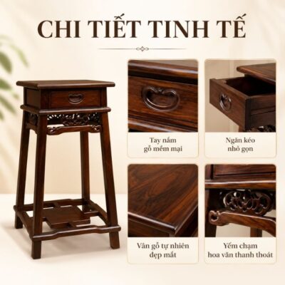 Đôn Vuông Gỗ Muồng Xanh HH-D13 Có Ngăn Kéo Tiện Dụng Đôn Vuông Gỗ Muồng Xanh HH-D13 Có Ngăn Kéo Tiện Dụng