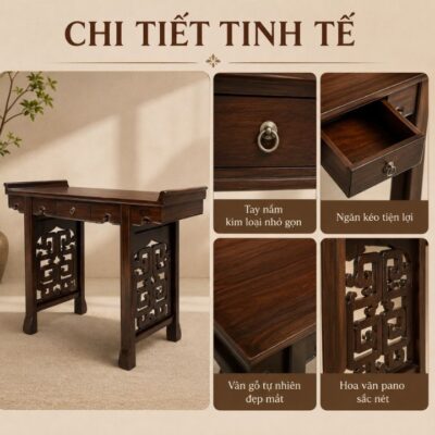 Bàn Án Thờ Phật Gỗ Muồng Xanh HH-D25 – Trang Nghiêm, Gọn Đẹp Cho Gian Thờ Thanh Tịnh Bàn Án Thờ Phật Gỗ Muồng Xanh HH-D25 – Trang Nghiêm, Gọn Đẹp Cho Gian Thờ Thanh Tịnh