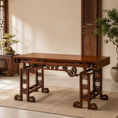 Bàn Cuốn Thư Gỗ Muồng Xanh HH-B17 Tôn Nét Trang Nghiêm Cho Không Gian Thờ Việt