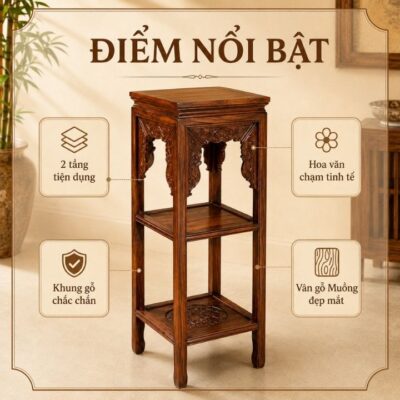 Đôn Vuông Gỗ Muồng Xanh Hai Tầng HH-B20 – Một Góc Nhỏ, Thêm Nhiều Chất Riêng Đôn Vuông Gỗ Muồng Xanh Hai Tầng HH-B20 – Một Góc Nhỏ, Thêm Nhiều Chất Riêng