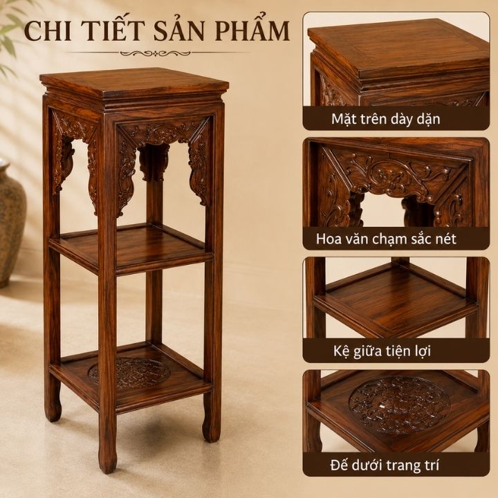 Đôn Vuông Gỗ Muồng Xanh Hai Tầng HH-B20 – Một Góc Nhỏ, Thêm Nhiều Chất Riêng Đôn Vuông Gỗ Muồng Xanh Hai Tầng HH-B20 – Một Góc Nhỏ, Thêm Nhiều Chất Riêng - Ảnh 4