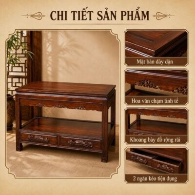 Bàn Tủ Bày Đồ Gỗ Muồng Xanh HH-B20 – Nét Giả Cổ Sang Trọng Cho Không Gian Việt Bàn Tủ Bày Đồ Gỗ Muồng Xanh HH-B20 – Nét Giả Cổ Sang Trọng Cho Không Gian Việt