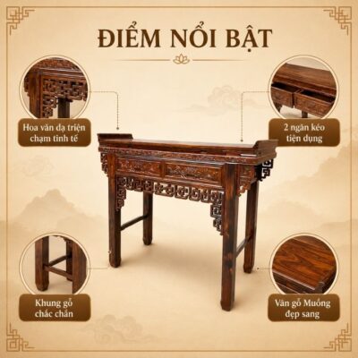 Án Gian Thờ Dạ Triện Gỗ Muồng Xanh HH-B26, Nét Trang Nghiêm Gìn Giữ Gia Phong Án Gian Thờ Dạ Triện Gỗ Muồng Xanh HH-B26, Nét Trang Nghiêm Gìn Giữ Gia Phong