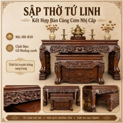 Sập Thờ Tứ Linh Gỗ Muồng Xanh HH-B30, Uy Nghi Cho Không Gian Thờ Gia Tiên Sập Thờ Tứ Linh Gỗ Muồng Xanh HH-B30, Uy Nghi Cho Không Gian Thờ Gia Tiên