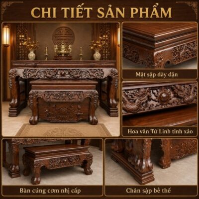 Sập Thờ Tứ Linh Gỗ Muồng Xanh HH-B30, Uy Nghi Cho Không Gian Thờ Gia Tiên Sập Thờ Tứ Linh Gỗ Muồng Xanh HH-B30, Uy Nghi Cho Không Gian Thờ Gia Tiên