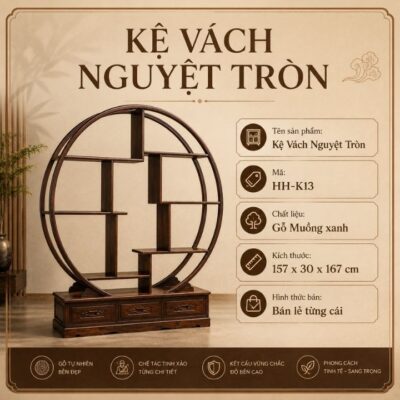 Kệ Vách Nguyệt Tròn Gỗ Muồng Xanh HH-K13 – Điểm Nhấn Nghệ Thuật Cho Không Gian Sang Trọng Kệ Vách Nguyệt Tròn Gỗ Muồng Xanh HH-K13 – Điểm Nhấn Nghệ Thuật Cho Không Gian Sang Trọng