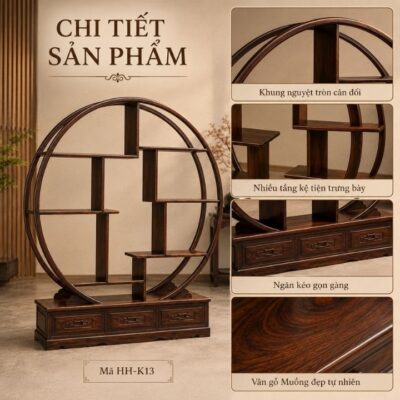 Kệ Vách Nguyệt Tròn Gỗ Muồng Xanh HH-K13 – Điểm Nhấn Nghệ Thuật Cho Không Gian Sang Trọng Kệ Vách Nguyệt Tròn Gỗ Muồng Xanh HH-K13 – Điểm Nhấn Nghệ Thuật Cho Không Gian Sang Trọng