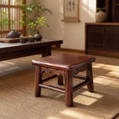 Ghế Đôn Vuông Gỗ Muồng Xanh HH-D17A Nhỏ Gọn, Chắc Chắn