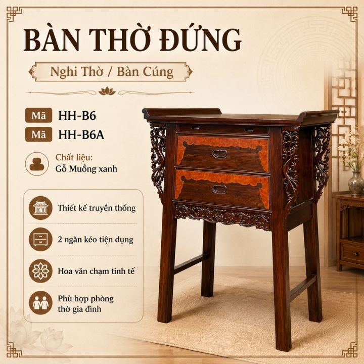 Nghi Thờ Gỗ Muồng Xanh HH-B6 Và HH-B6A Nhỏ Gọn Mà Trang Nghiêm Nghi Thờ Gỗ Muồng Xanh HH-B6 Và HH-B6A Nhỏ Gọn Mà Trang Nghiêm - Ảnh 9