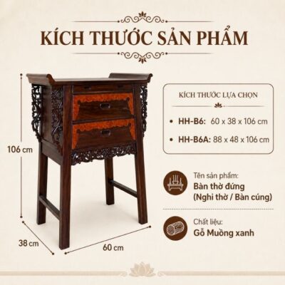 Nghi Thờ Gỗ Muồng Xanh HH-B6 Và HH-B6A Nhỏ Gọn Mà Trang Nghiêm Nghi Thờ Gỗ Muồng Xanh HH-B6 Và HH-B6A Nhỏ Gọn Mà Trang Nghiêm