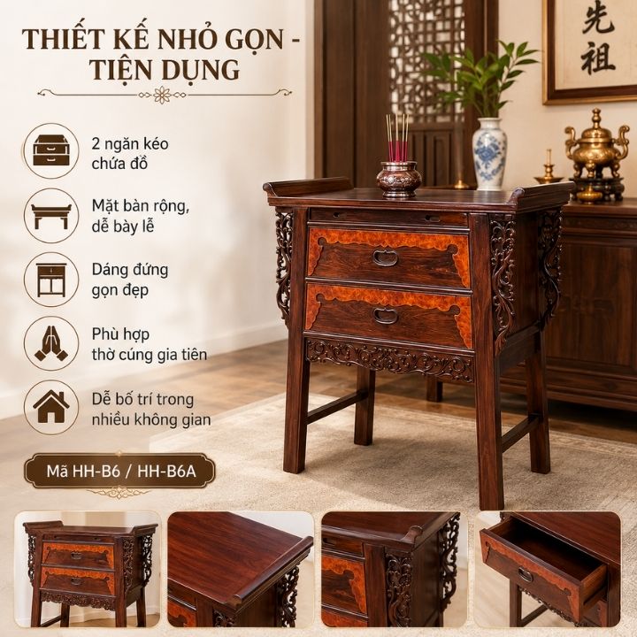 Nghi Thờ Gỗ Muồng Xanh HH-B6 Và HH-B6A Nhỏ Gọn Mà Trang Nghiêm Nghi Thờ Gỗ Muồng Xanh HH-B6 Và HH-B6A Nhỏ Gọn Mà Trang Nghiêm - Ảnh 6
