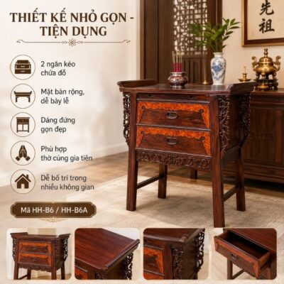 Nghi Thờ Gỗ Muồng Xanh HH-B6 Và HH-B6A Nhỏ Gọn Mà Trang Nghiêm Nghi Thờ Gỗ Muồng Xanh HH-B6 Và HH-B6A Nhỏ Gọn Mà Trang Nghiêm