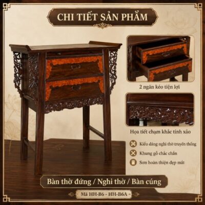 Nghi Thờ Gỗ Muồng Xanh HH-B6 Và HH-B6A Nhỏ Gọn Mà Trang Nghiêm Nghi Thờ Gỗ Muồng Xanh HH-B6 Và HH-B6A Nhỏ Gọn Mà Trang Nghiêm