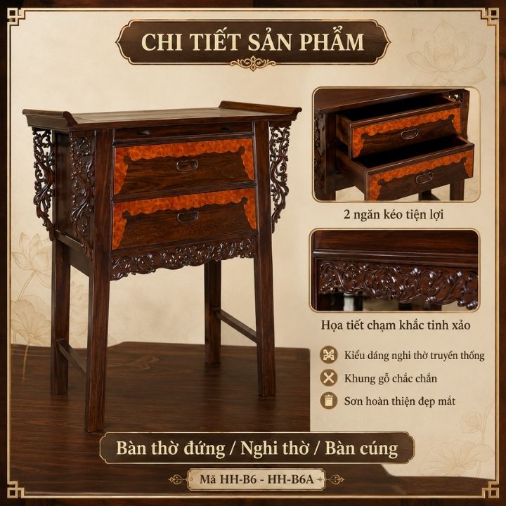 Nghi Thờ Gỗ Muồng Xanh HH-B6 Và HH-B6A Nhỏ Gọn Mà Trang Nghiêm Nghi Thờ Gỗ Muồng Xanh HH-B6 Và HH-B6A Nhỏ Gọn Mà Trang Nghiêm - Ảnh 5