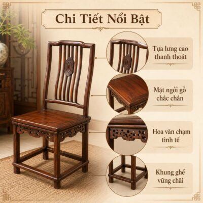 Ghế Ăn Chạm Truyện Gỗ Muồng Xanh – Nét Đẹp Cổ Điển Cho Không Gian Sống Trang Nhã Ghế Ăn Chạm Truyện Gỗ Muồng Xanh – Nét Đẹp Cổ Điển Cho Không Gian Sống Trang Nhã