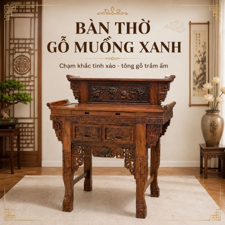 Bàn Thờ Gia Tiên Gỗ Muồng Xanh Chạm CNC – Hàng Việt Nam Sản Xuất Xuất Khẩu Bàn Thờ Gia Tiên Gỗ Muồng Xanh Chạm CNC – Hàng Việt Nam Sản Xuất Xuất Khẩu - Ảnh 9