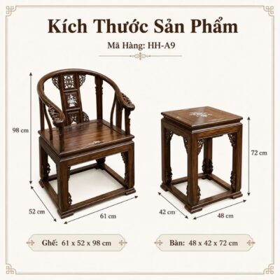 Bộ Bàn Ghế Gỗ Minh Đế HH-A9 Nhỏ Gọn, Sang Trọng, Phù Hợp Góc Trà Và Phòng Khách Bộ Bàn Ghế Gỗ Minh Đế HH-A9 Nhỏ Gọn, Sang Trọng, Phù Hợp Góc Trà Và Phòng Khách