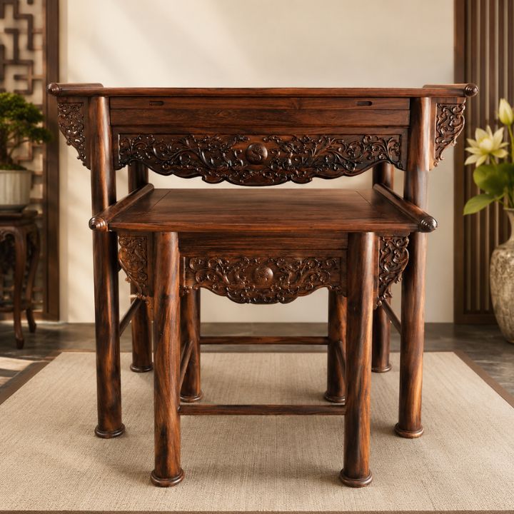 Bàn Thờ Nhị Cấp HH-B1 Gỗ Muồng Xanh Chạm Khắc Tinh Xảo, Trang Nghiêm Cho Không Gian Thờ Bàn Thờ Nhị Cấp HH-B1 Gỗ Muồng Xanh Chạm Khắc Tinh Xảo, Trang Nghiêm Cho Không Gian Thờ