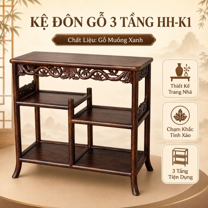 Kệ Đôn Gỗ Ba Tầng HH-K1 – Vẻ Thanh Nhã Cho Không Gian Sống Á Đông Kệ Đôn Gỗ Ba Tầng HH-K1 – Vẻ Thanh Nhã Cho Không Gian Sống Á Đông - Ảnh 7