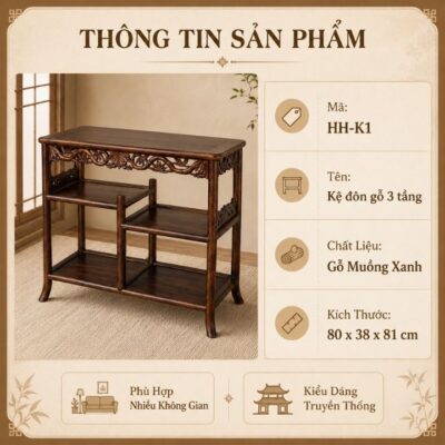 Kệ Đôn Gỗ Ba Tầng HH-K1 – Vẻ Thanh Nhã Cho Không Gian Sống Á Đông Kệ Đôn Gỗ Ba Tầng HH-K1 – Vẻ Thanh Nhã Cho Không Gian Sống Á Đông