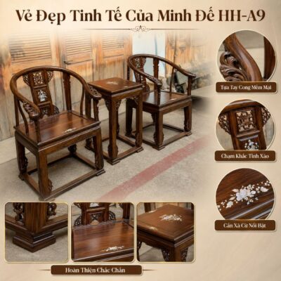Bộ Bàn Ghế Gỗ Minh Đế HH-A9 Nhỏ Gọn, Sang Trọng, Phù Hợp Góc Trà Và Phòng Khách Bộ Bàn Ghế Gỗ Minh Đế HH-A9 Nhỏ Gọn, Sang Trọng, Phù Hợp Góc Trà Và Phòng Khách