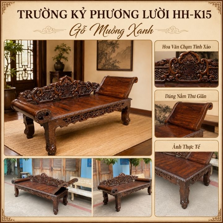 Trường Kỷ Phượng Lười HH-K15 – Dáng Nằm Thư Thái, Nét Chạm Đầy Khí Chất Trường Kỷ Phượng Lười HH-K15 – Dáng Nằm Thư Thái, Nét Chạm Đầy Khí Chất - Ảnh 6