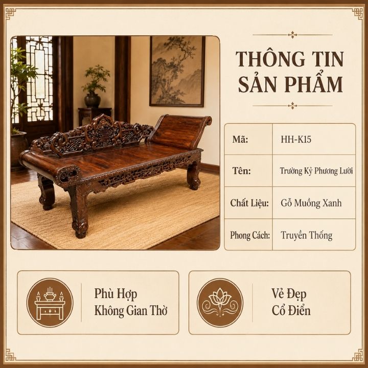 Trường Kỷ Phượng Lười HH-K15 – Dáng Nằm Thư Thái, Nét Chạm Đầy Khí Chất Trường Kỷ Phượng Lười HH-K15 – Dáng Nằm Thư Thái, Nét Chạm Đầy Khí Chất - Ảnh 5