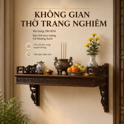 Bàn Thờ Treo Tường HH-B24 Gỗ Muồng Xanh – Gọn Gàng, Trang Nghiêm Cho Không Gian Thờ Việt Bàn Thờ Treo Tường HH-B24 Gỗ Muồng Xanh – Gọn Gàng, Trang Nghiêm Cho Không Gian Thờ Việt