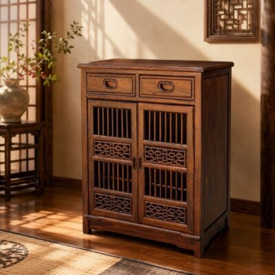 Tủ Giày Gỗ Muồng Xanh Lối Cổ HH-T8 – Nét Sang Trầm Cho Không Gian Sống Chỉn Chu
